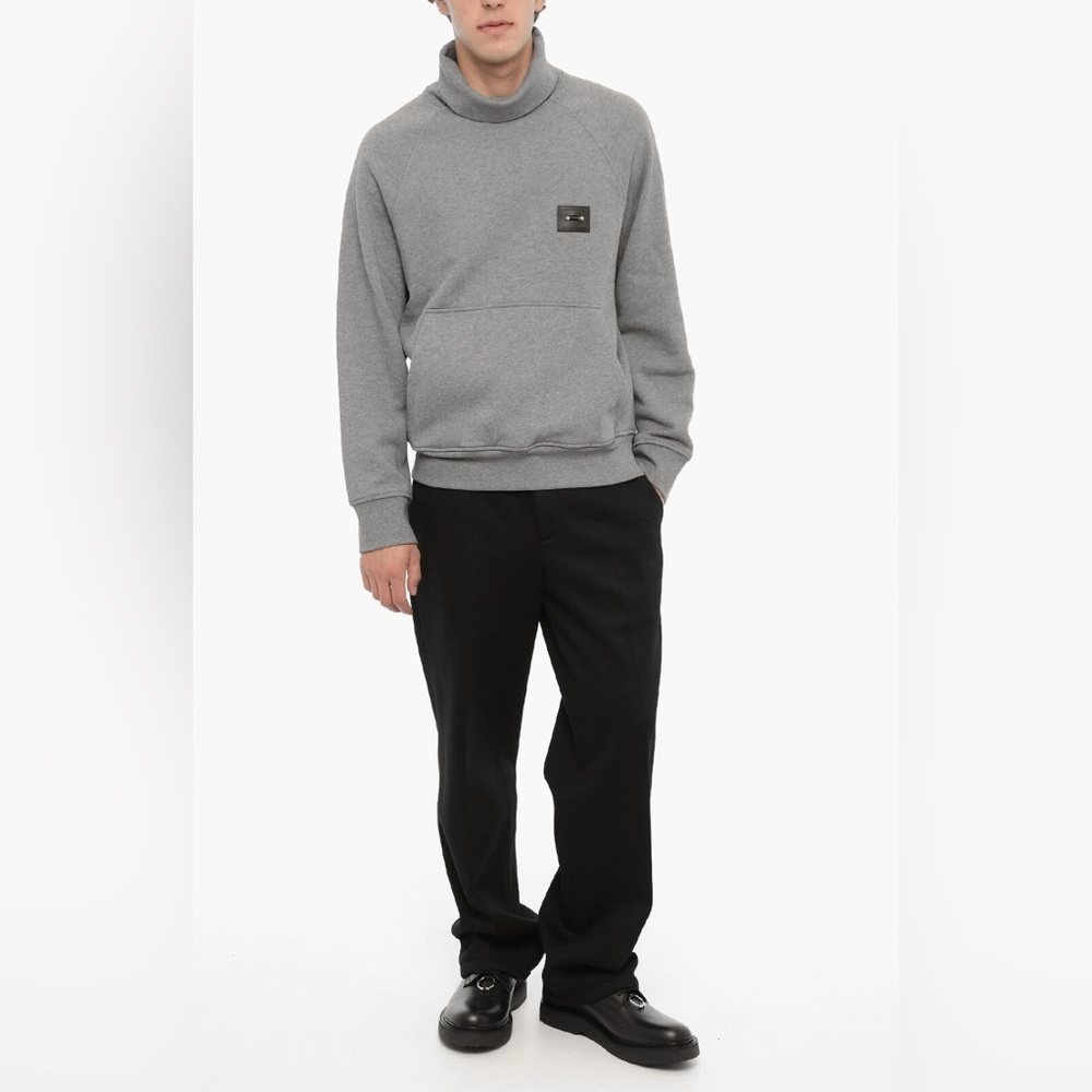NWOT Neil Barrett Piercing Gray funnel neck sweatshirt with Patch made in Italy